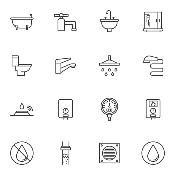 Set de iconos de línea de fontanería — Vector de stock