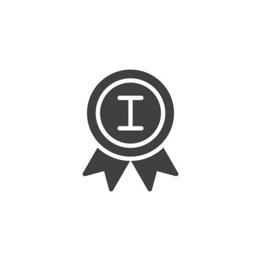 First place medal vector icon. filled flat sign for mobile concept and web design. 1st place award medal glyph icon. Symbol, logo illustration. Vector graphics
