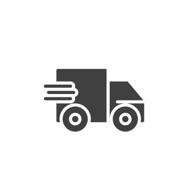 Ekspres servis vektör simgesi. Mobil konsept ve web tasarımı için hızlı nakliye tabelaları. Hızlı teslimat kamyonu sembolü. Sembol, logo çizimi. Vektör grafikleri