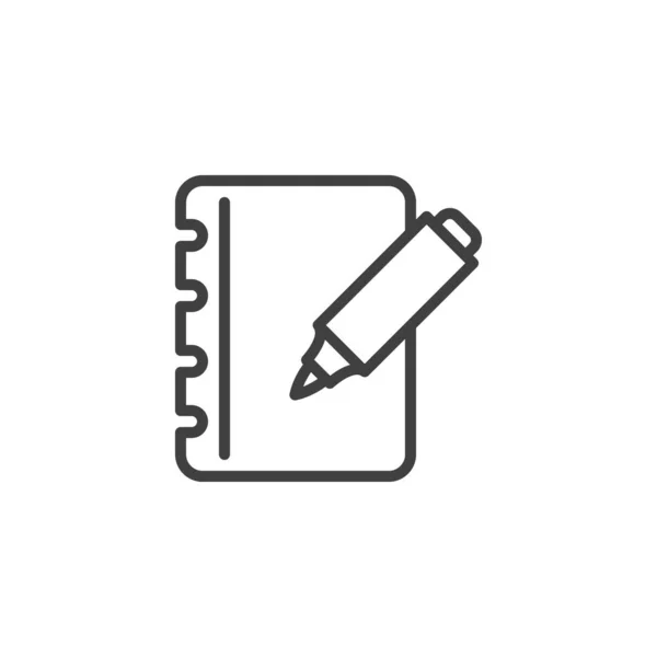 Merasakan Ikon Pena Dan Halaman Notebook Tanda Gaya Linier Untuk - Stok Vektor
