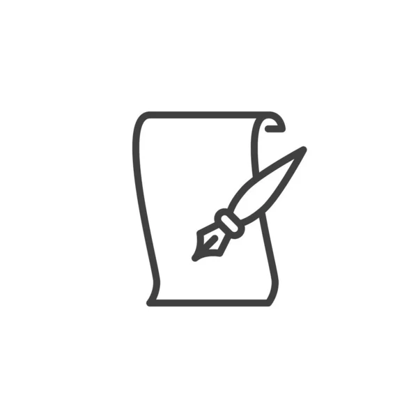 Lápiz Tinta Pergamino Icono Línea Papel Escribir Signo Estilo Lineal — Vector de stock