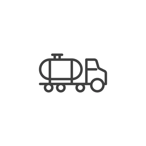 石油タンクトラックのラインアイコン モバイルコンセプトとウェブデザインのためのリニアスタイルのサイン 石油タンクトラックの輪郭ベクトルアイコン シンボル ロゴイラスト ベクトルグラフィックス — ストックベクタ
