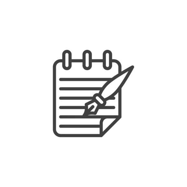 Μελάνι Στυλό Και Σημειωματάριο Εικονίδιο Γραμμή Χαρτί Γραμμικό Στύλ Για — Διανυσματικό Αρχείο