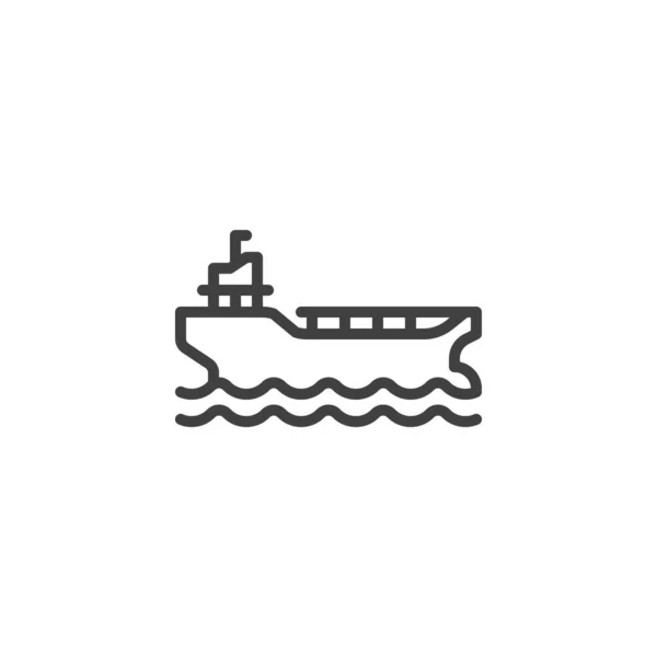 Cargo Ship Line Icon Linear Style Sign Mobile Concept Web — Stock Vector