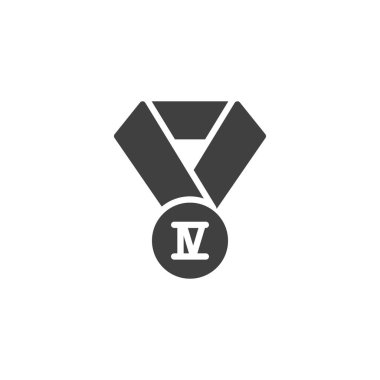 Fourth place medal with ribbon vector icon. filled flat sign for mobile concept and web design. 4th place award medal glyph icon. Symbol, logo illustration. Vector graphics