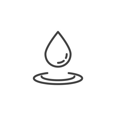 Yağ damlası çizgisi simgesi. Mobil konsept ve web tasarımı için doğrusal biçim işareti. Yakıt enerjisi taslak vektör simgesi. Sembol, logo çizimi. Vektör grafikleri