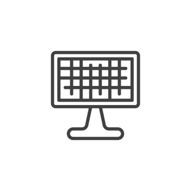 Güneş paneli çizgi simgesi. Mobil konsept ve web tasarımı için doğrusal biçim işareti. Güneş enerjisi paneli ana hatlı vektör simgesi. Sembol, logo çizimi. Vektör grafikleri