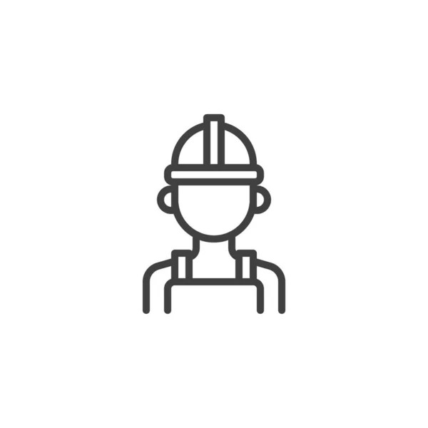 石油労働者のラインアイコン モバイルコンセプトとウェブデザインのためのリニアスタイルのサイン 安全ヘルメットアウトラインベクトルアイコンを持つ産業労働者 シンボル ロゴイラスト ベクトルグラフィックス — ストックベクタ