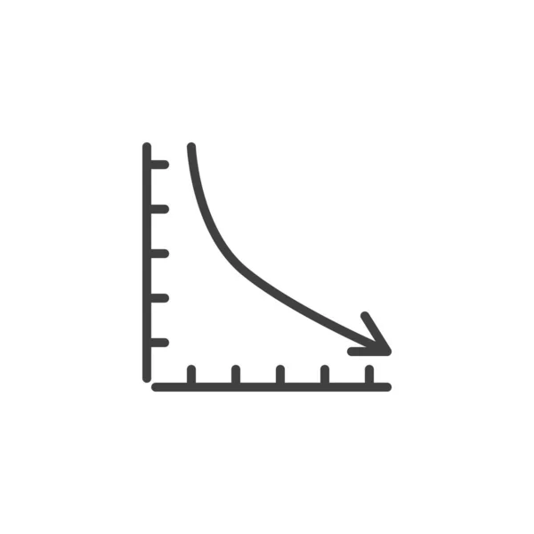 Ícone de linha gráfico de declínio de negócios — Vetor de Stock