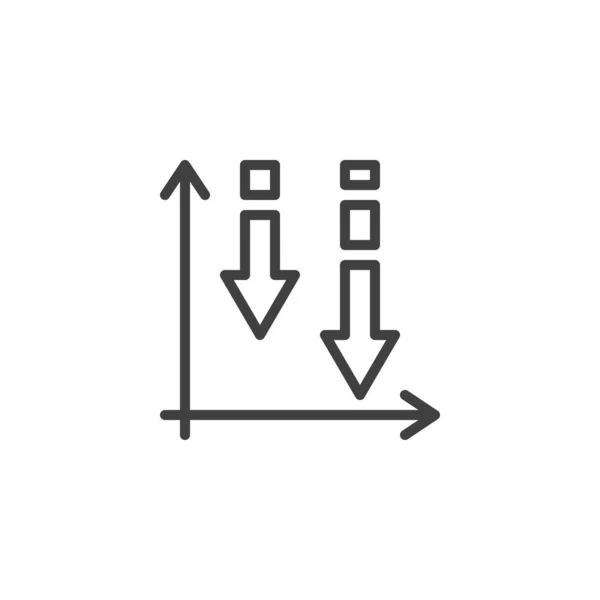Dalende grafiek lijn pictogram — Stockvector
