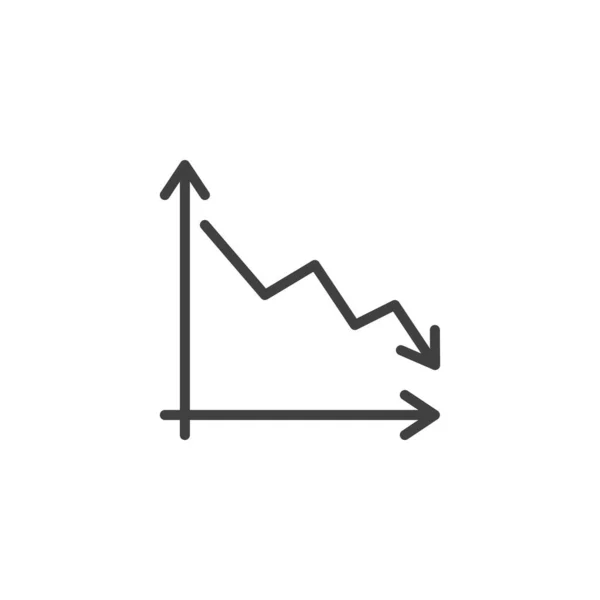 Ícone de linha gráfico de declínio de negócios — Vetor de Stock