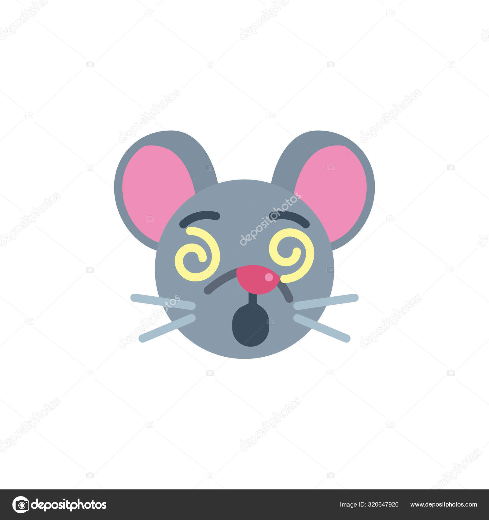Crazy Mouse Face Emoji Flat Icon Vector Sign Dizzy Rat Stock.
