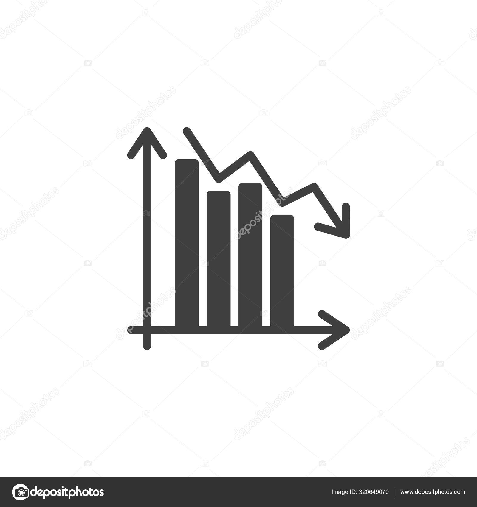 Diminuer Icône Vectorielle Diagramme Chute Graphique Flèche Rempli Signe Plat Pour Concept Mobile Web Design Graphique Déclin Icône Glyphe Symbole Crisys Illustration Logo Graphiques Vectoriels