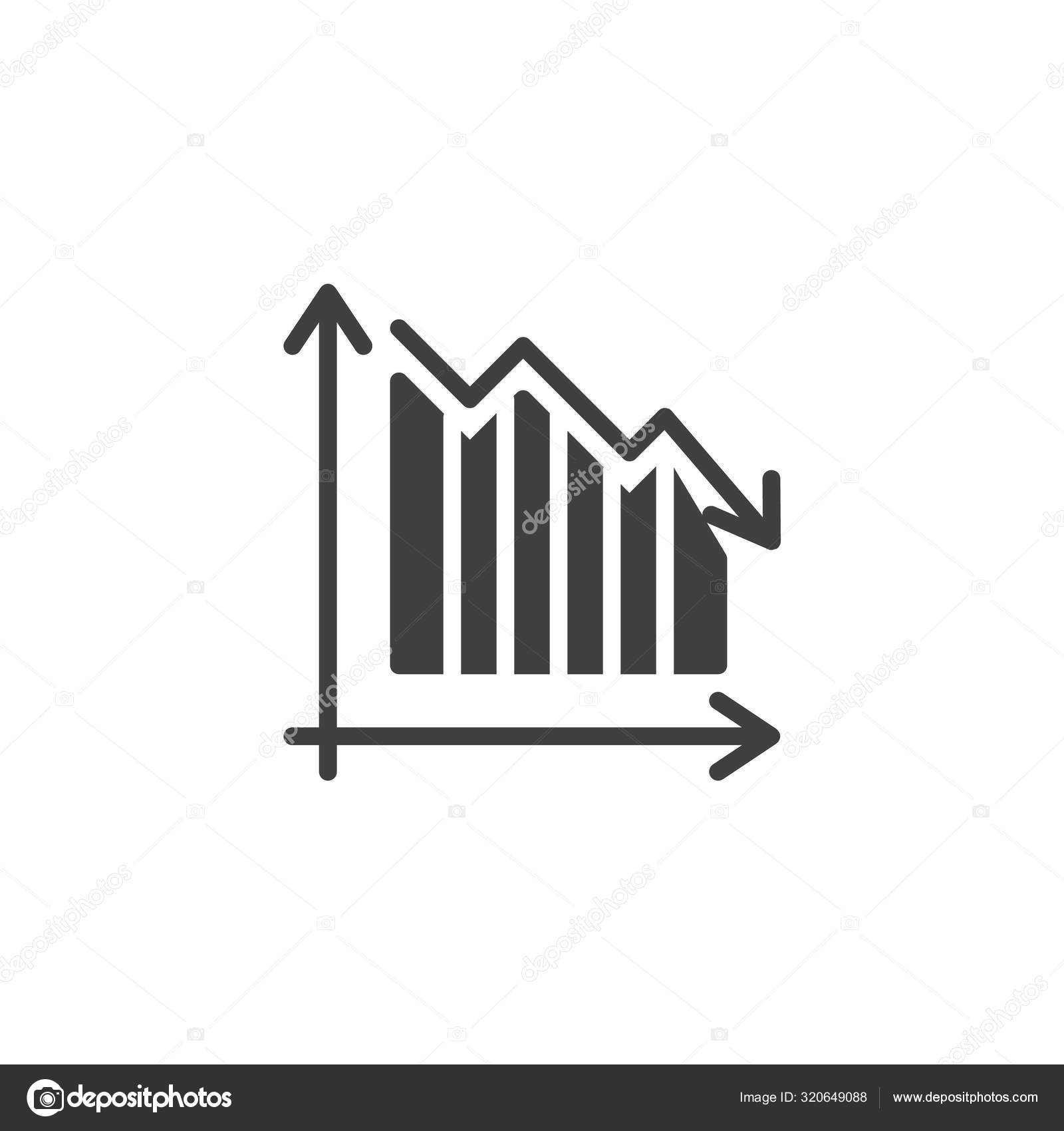 Diminuer Icône Vectorielle Diagramme Chute Graphique Flèche Rempli Signe Plat Pour Concept Mobile Web Design Graphique Déclin Icône Glyphe Symbole Crisys Illustration Logo Graphiques Vectoriels