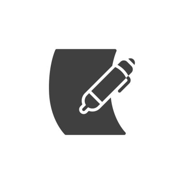 Kalem ve boş kağıt vektör simgesi. Mobil konsept ve web tasarımı için doküman düzenlemesi düz tabela doldurdu. Kağıt çarşaf ve kalem sembolü. Sembol, logo çizimi. Vektör grafikleri