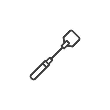 Kırbaç çizgisi simgesi. Mobil konsept ve web tasarımı için doğrusal biçim işareti. Seks oyuncağı ana hatlı vektör ikonu. Sembol, logo çizimi. Vektör grafikleri