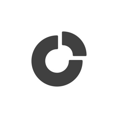 Pasta şeması vektör simgesi. Mobil konsept ve web tasarımı için düz tabela. Çember diyagram şekil simgesi. Sembol, logo çizimi. Vektör grafikleri