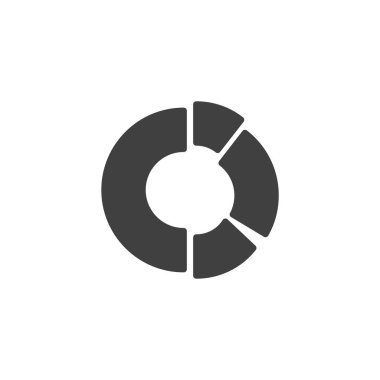 Pasta şeması vektör simgesi. Mobil konsept ve web tasarımı için düz tabela. Çember diyagram şekil simgesi. Sembol, logo çizimi. Vektör grafikleri