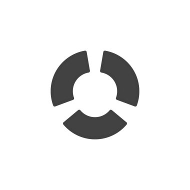 Çember diyagram grafik vektör simgesi. Mobil konsept ve web tasarımı için düz tabela. Pasta grafiği diyagramı simgesi. Sembol, logo çizimi. Vektör grafikleri