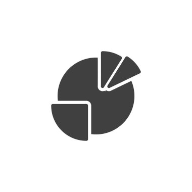 Çember diyagram grafik vektör simgesi. Mobil konsept ve web tasarımı için düz tabela. Pasta grafiği simgesi. İş raporu sembolü, logo illüstrasyonu. Vektör grafikleri