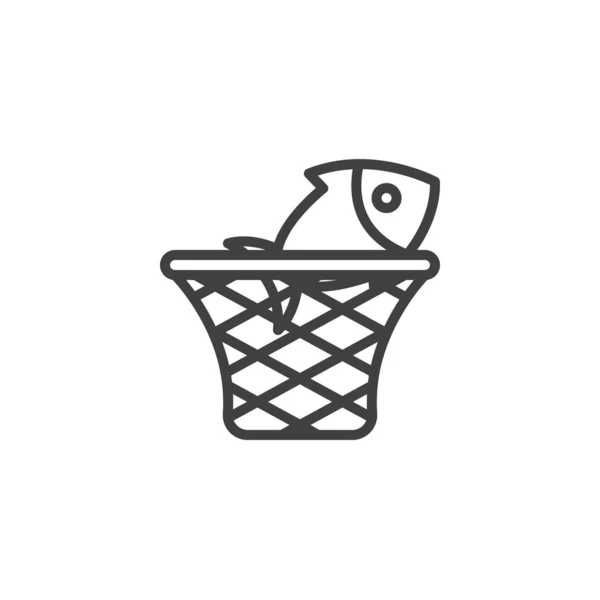 Fishing Landing Net Line Icon Linear Style Sign Mobile Concept — ストックベクタ