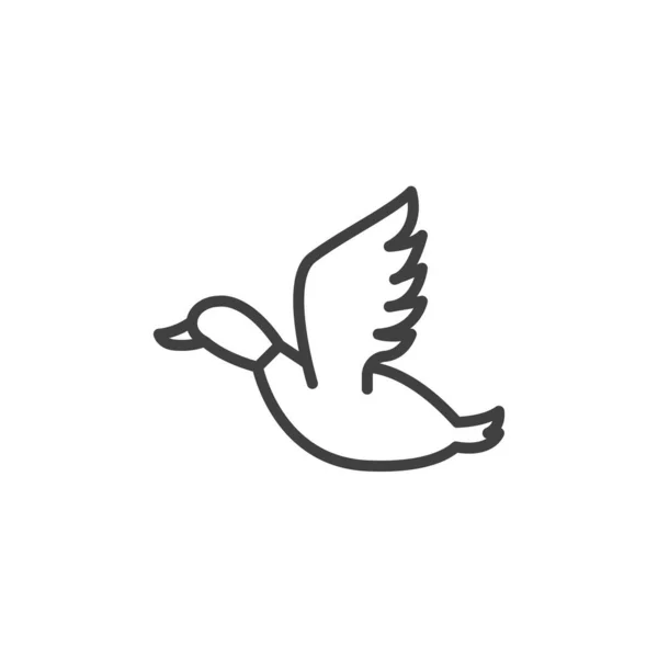 Flying Duck Hunting Line Icon Linear Style Sign Mobile Concept — ストックベクタ