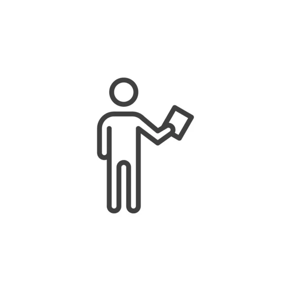 Man Paper Document Line Icon Linear Style Sign Mobile Concept — ストックベクタ