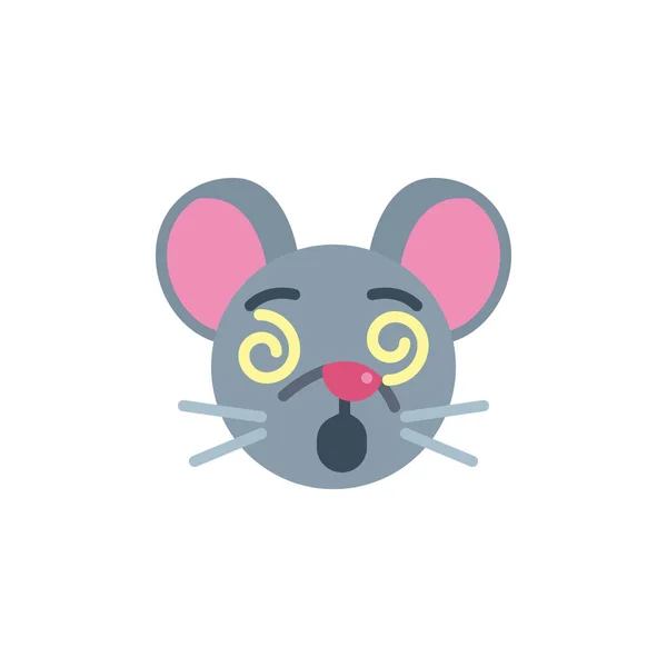 Crazy Souris Visage Emoji Plat Icône Signe Vectoriel Étourdi Rat — Image vectorielle