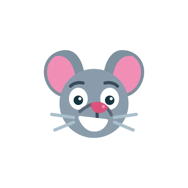 Joyeux Visage Souris Emoji Icône Plate Signe Vectoriel Drôle Émoticône — Image vectorielle