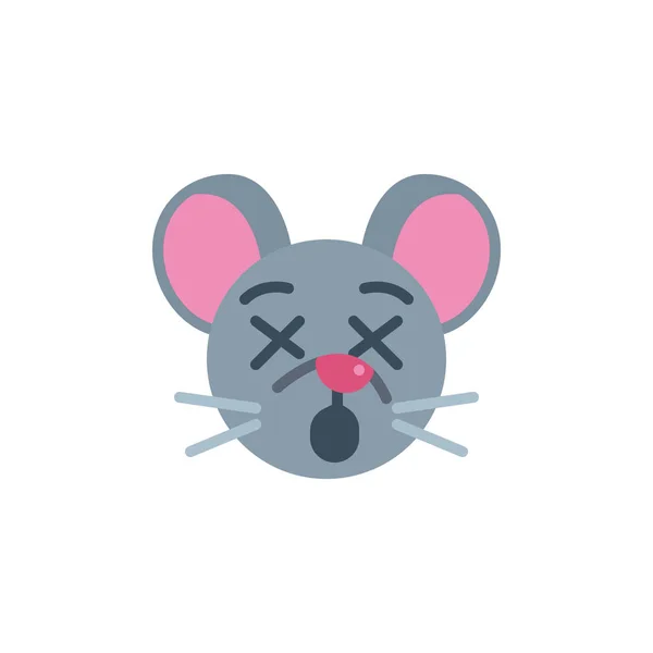 Topo Dormiente Faccia Emoji Icona Piatta Segno Vettoriale Emoticon Ratto — Vettoriale Stock