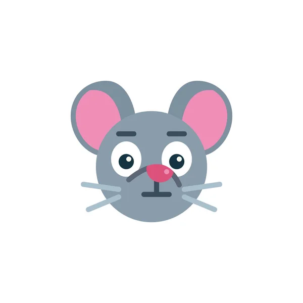Překvapená Myší Tvář Emoji Ploché Ikony Vektorové Znamení Impressed Rat — Stockový vektor