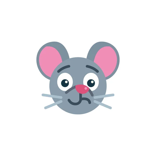 Shocked Ratón Cara Emoji Icono Plano Signo Vectorial Confundido Rata — Archivo Imágenes Vectoriales