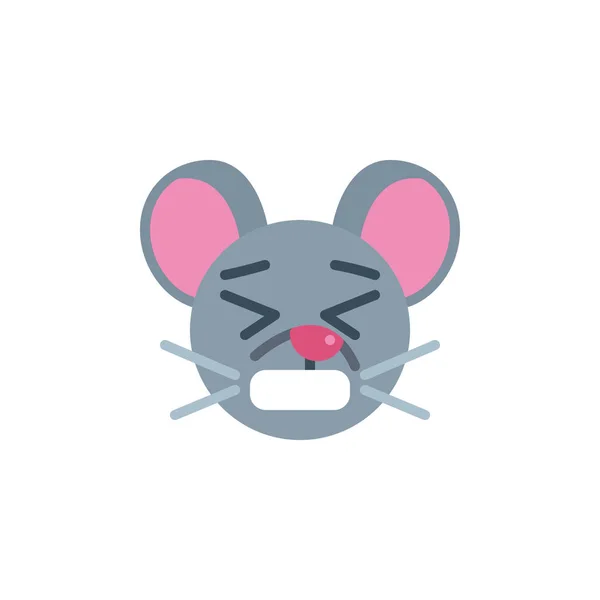 惊慌失措的鼠标面部表情平缓的图标 矢量符号 痛苦的老鼠表情五彩斑斓的象形文字在白色上被隔离 标识插图 平面风格设计 — 图库矢量图片