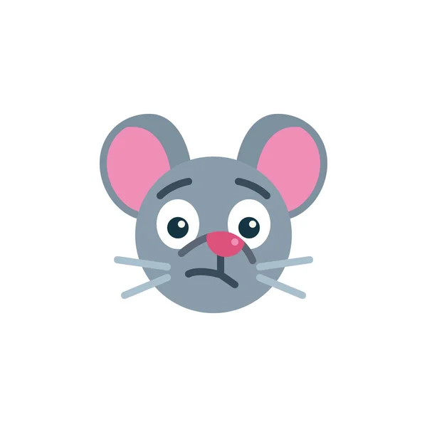 Emoticon Tikus Muram Wajah Emoji Ikon Datar Tanda Vektor Emoticon - Stok Vektor