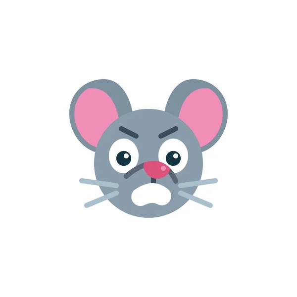 Cara Ratón Enojado Icono Plano Emoji Signo Vector Emoticono Rata — Vector de stock