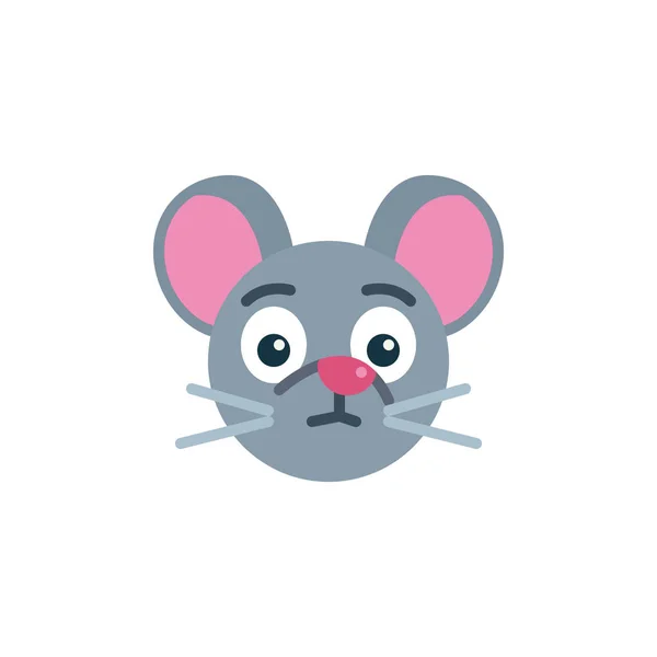 Souris Choquée Visage Emoji Plat Icône Signe Vectoriel Surpris Rat — Image vectorielle
