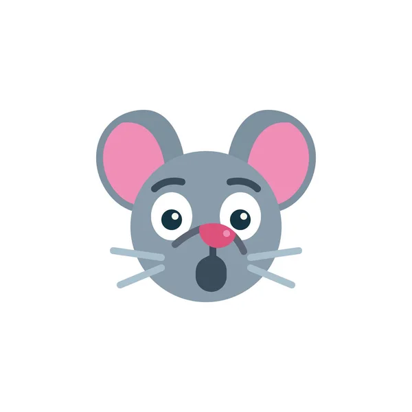 Surpris Visage Souris Emoji Icône Plate Signe Vectoriel Embarrassé Émoticône — Image vectorielle