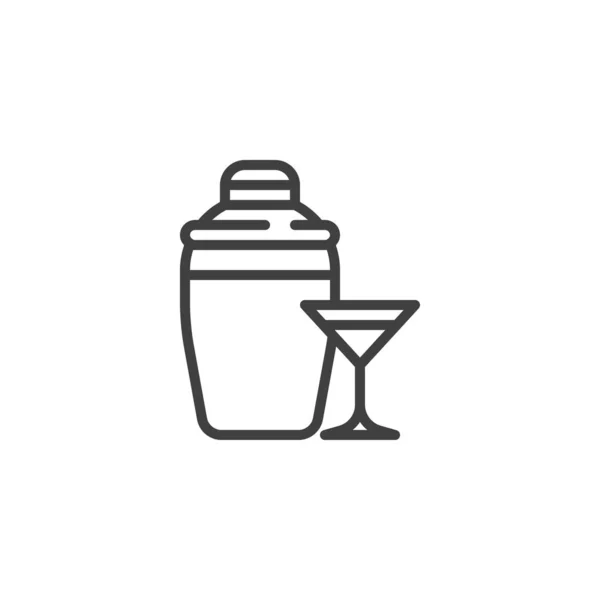 Cocktail Shaker Icône Ligne Verre Signe Style Linéaire Pour Concept — Image vectorielle