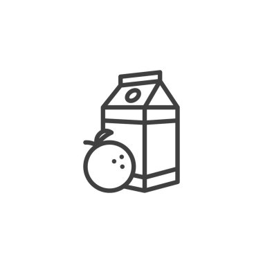 Portakal suyu paketi ikonu. Mobil konsept ve web tasarımı için doğrusal biçim işareti. Turuncu nektar ana hatlı vektör simgesi. Sembol, logo çizimi. Vektör grafikleri