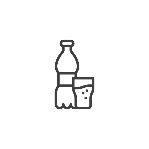 ソーダボトルグラスラインのアイコン モバイルコンセプトとウェブデザインのためのリニアスタイルのサイン 水とボトルの輪郭ベクトルアイコンのガラス バードリンクシンボル ロゴイラスト ベクトルグラフィックス — ストックベクタ