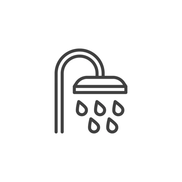 Shower with water drops line icon — Stockvector