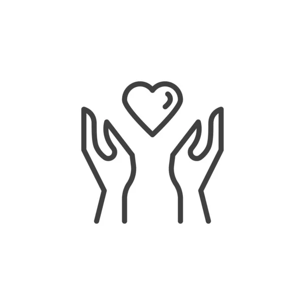 Kalp bağışı el çizgisi simgesi — Stok Vektör