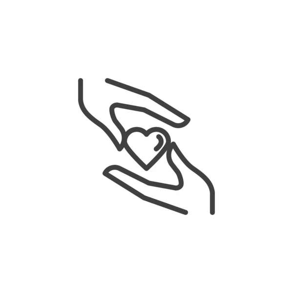 Mão dá ícone de linha de coração — Vetor de Stock
