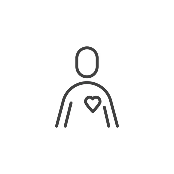 Uomo icona linea del cuore — Vettoriale Stock