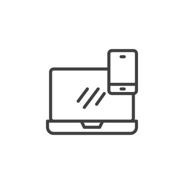 Laptop ve akıllı telefon hattı simgesi