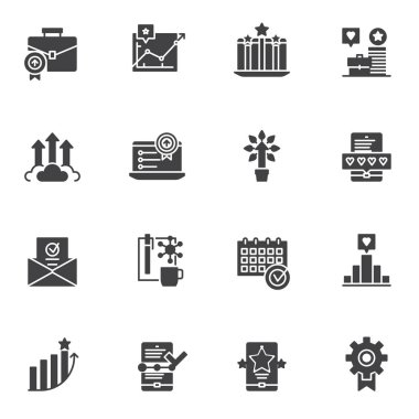 İş başarı vektörü simgeleri ayarlandı