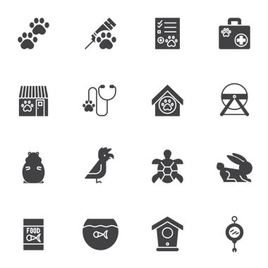 Evcil hayvan dükkanı vektör simgeleri ayarlandı