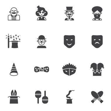 Sirk sanatçılarının vektör simgeleri ayarlandı