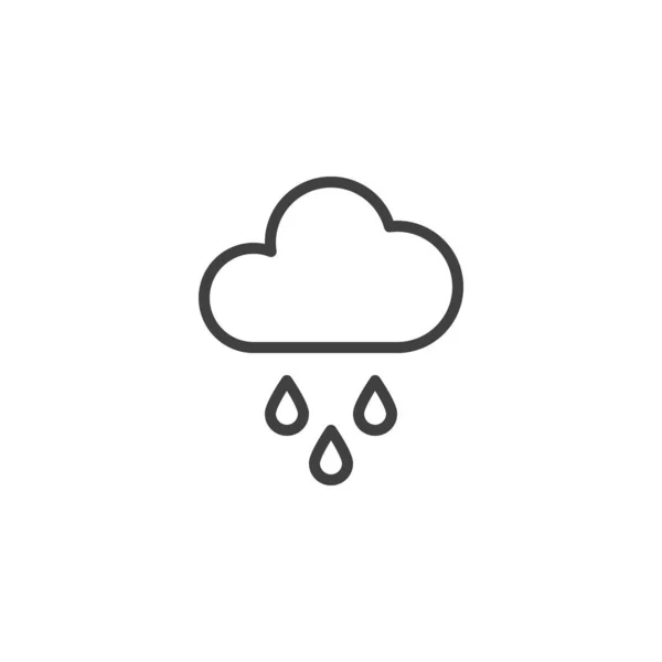 Nube con gotas de lluvia icono de línea — Vector de stock