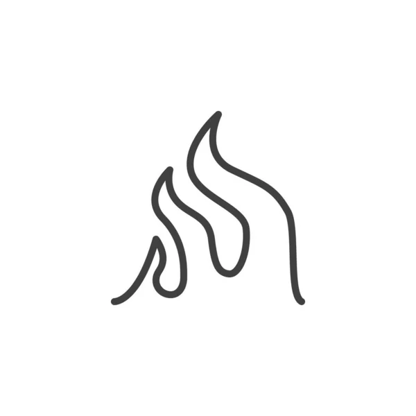 Brandende vlam lijn pictogram — Stockvector
